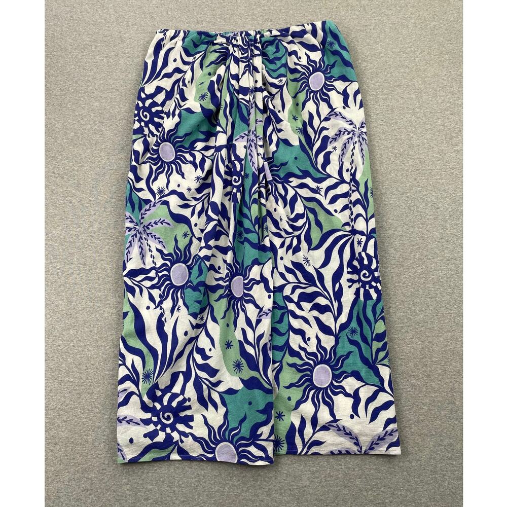 Xirena Celia Printed Cotton Midi Skirt Size XL Celestial Stellar Blue Helios